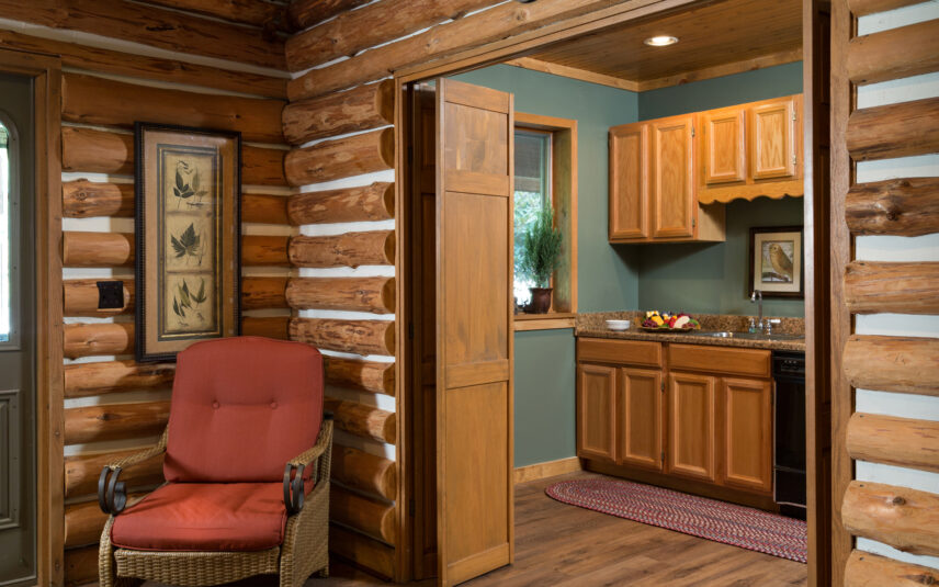 Kitchen and refreshment area within the Forest Meeting Facility at Gateway Lodge in Cook Forest, Pennsylvania, showcasing counter space and a delicious cheese and fruit board in the background, highlighting catering options for group events and retreats.