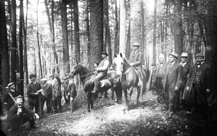 vintage photo of S.B. Elliot on horseback in Cook Forest, Pennsylvania