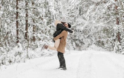 Couple Kissing in Winter